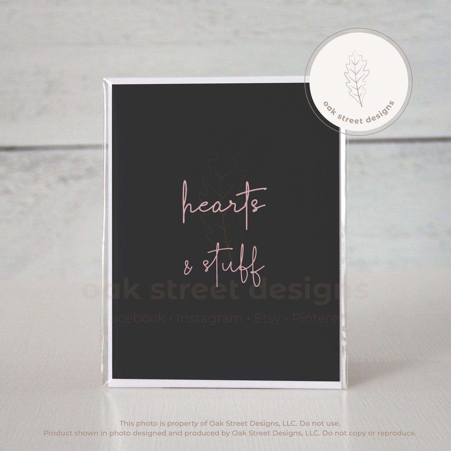 Hearts & Stuff Charcoal Folded Card