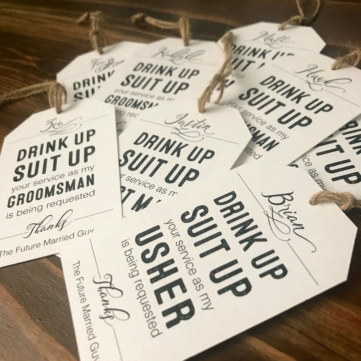 Groomsman Bottle Tags PERSONALIZED