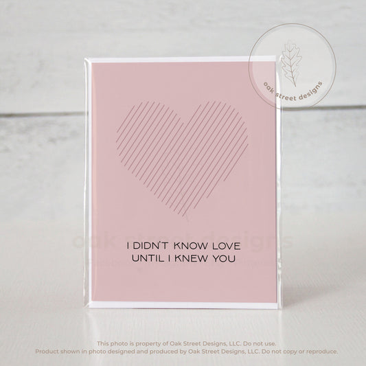 I Didn't Know Love Pink Lines Folded Card