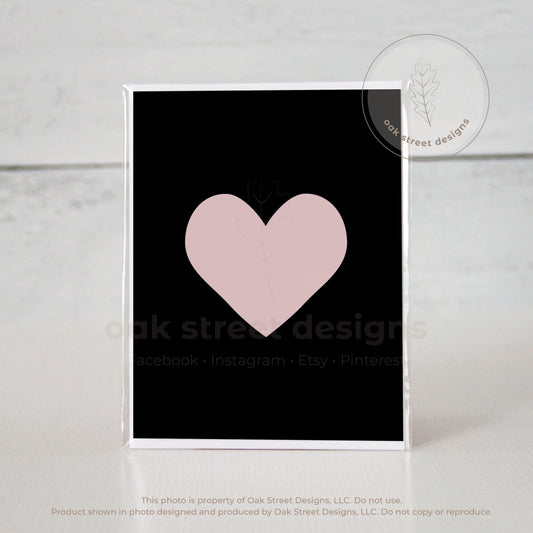 Blush Heart Black Folded Card