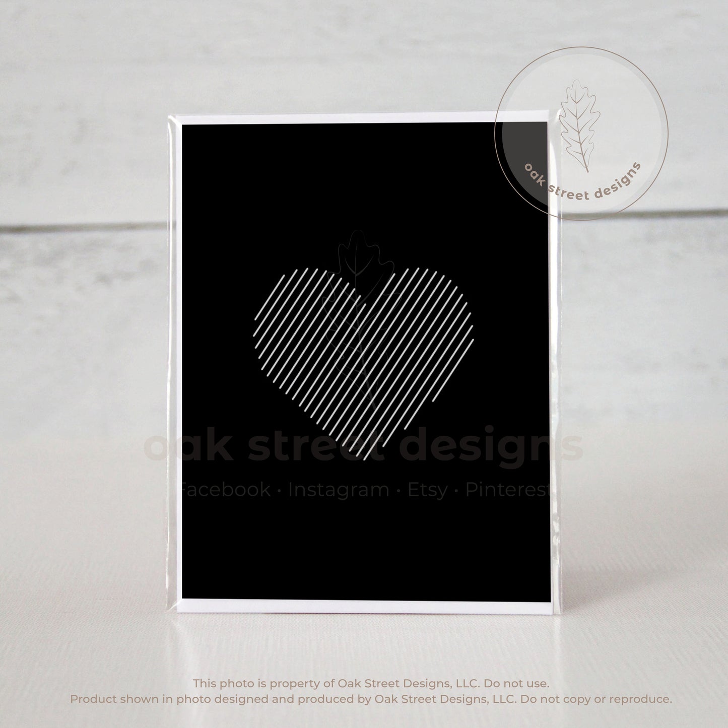 White Heart, Black Folded Card