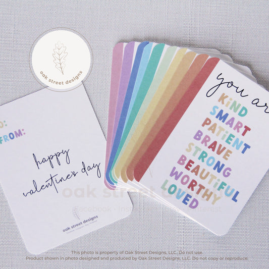 Affirmation Valentine Cards Rainbow Colors