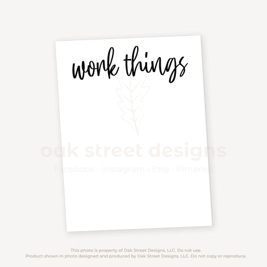 Work Things Short Notepad