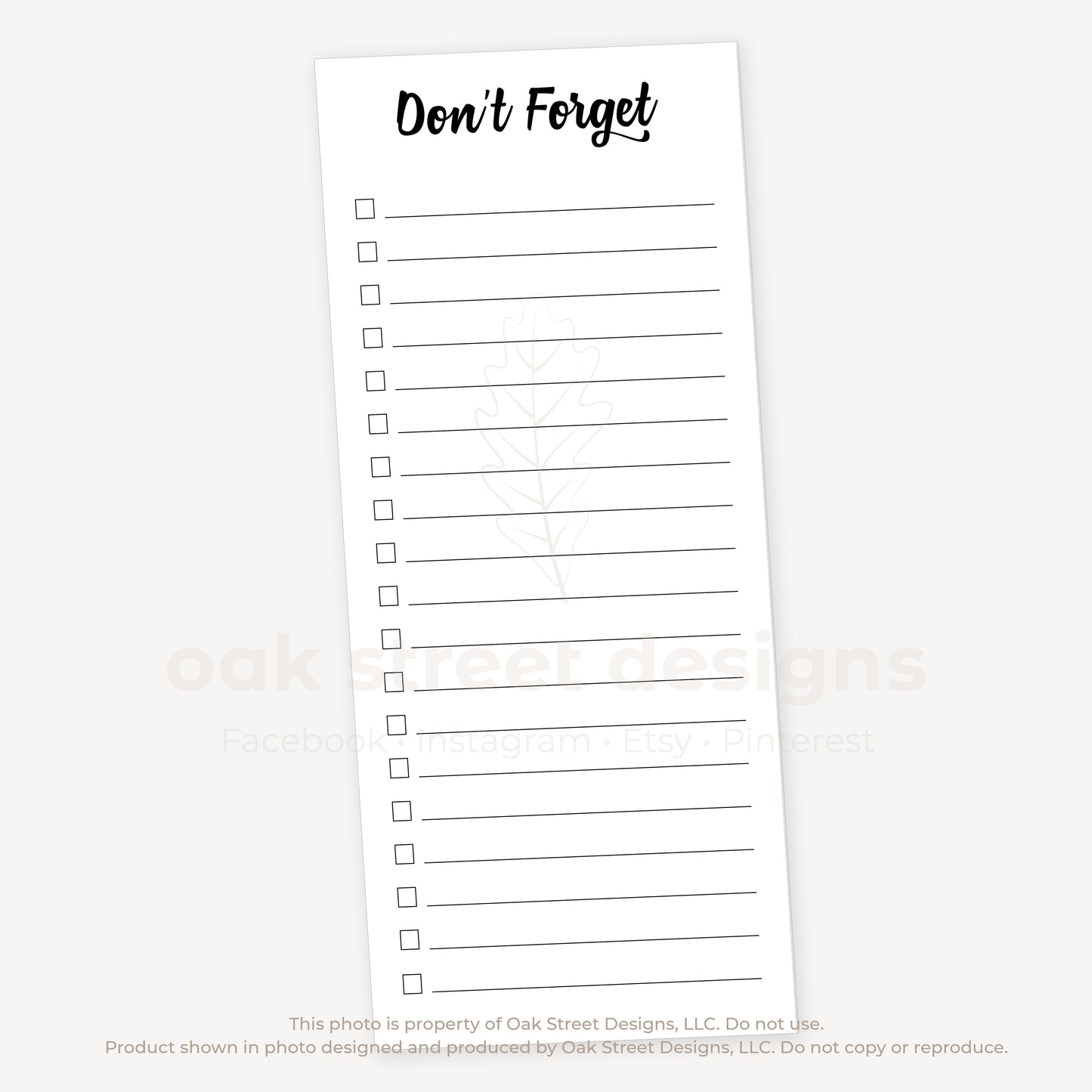 Don't Forget List Tall Notepad