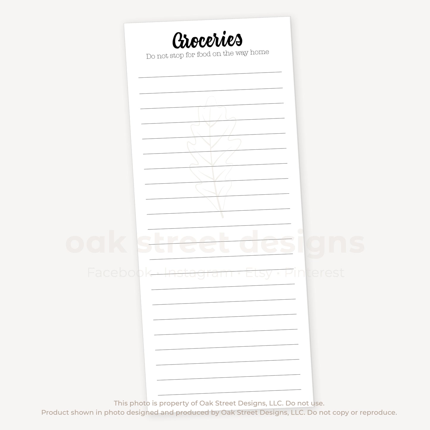 Groceries List Tall Notepad