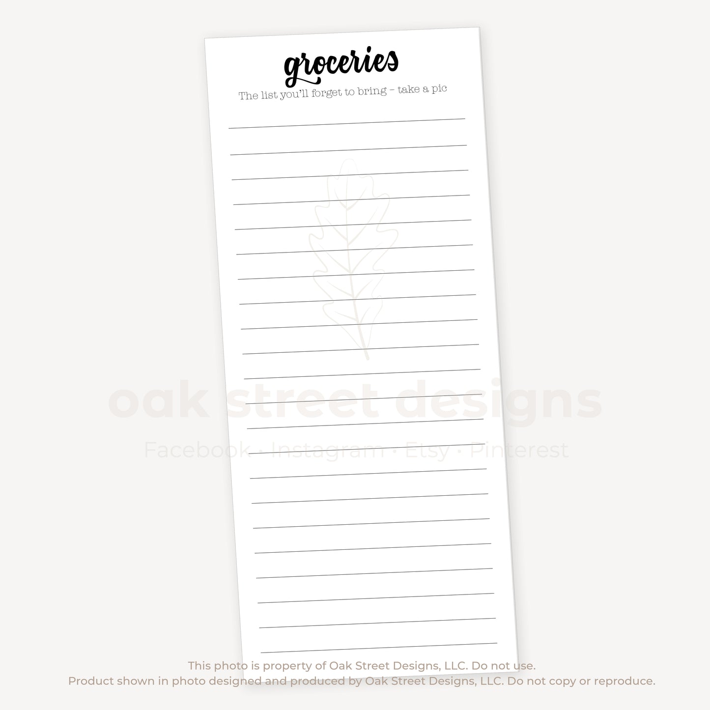 Groceries List Tall Notepad