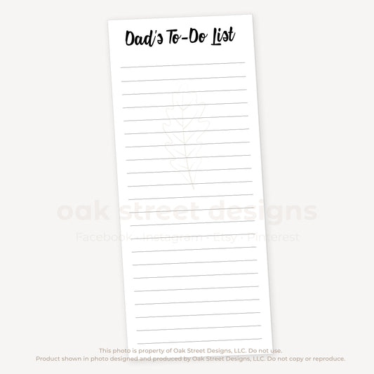 Dad's To Do List Tall Notepad