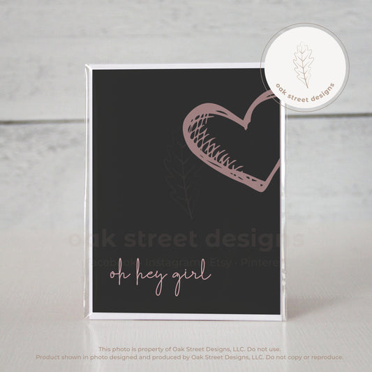 Oh Hey Girl Charcoal Folded Card
