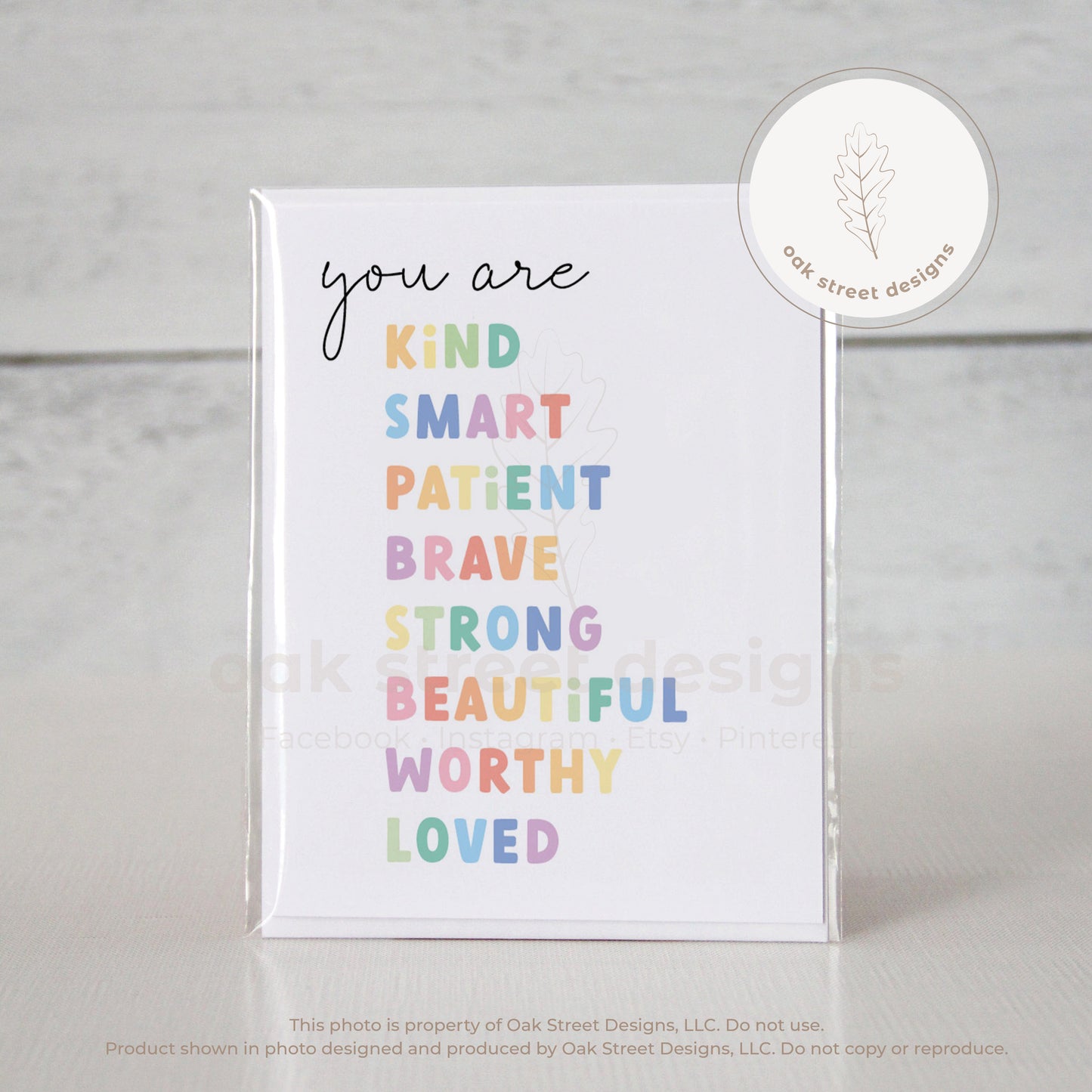 You Are, Affirmations Colorful Folded Card